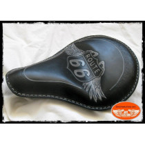 Black leather solo seat " Road 66" custom / Choppers & Bobbers