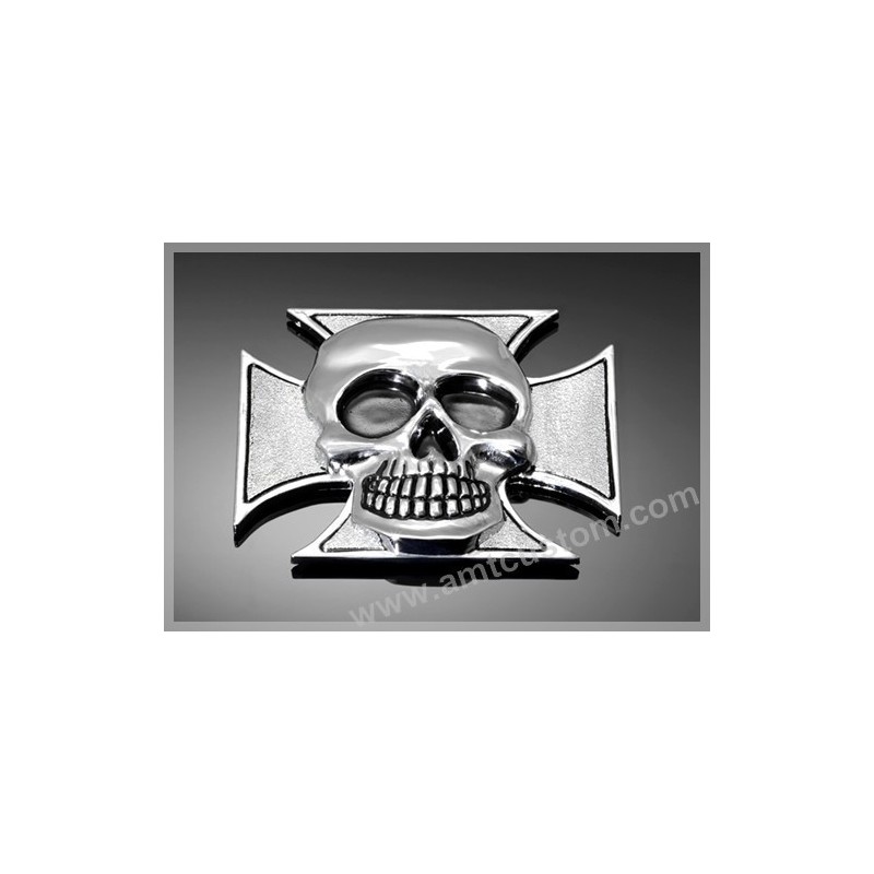 Adhesive Emblem Metal Chrome Iron Cross Skull