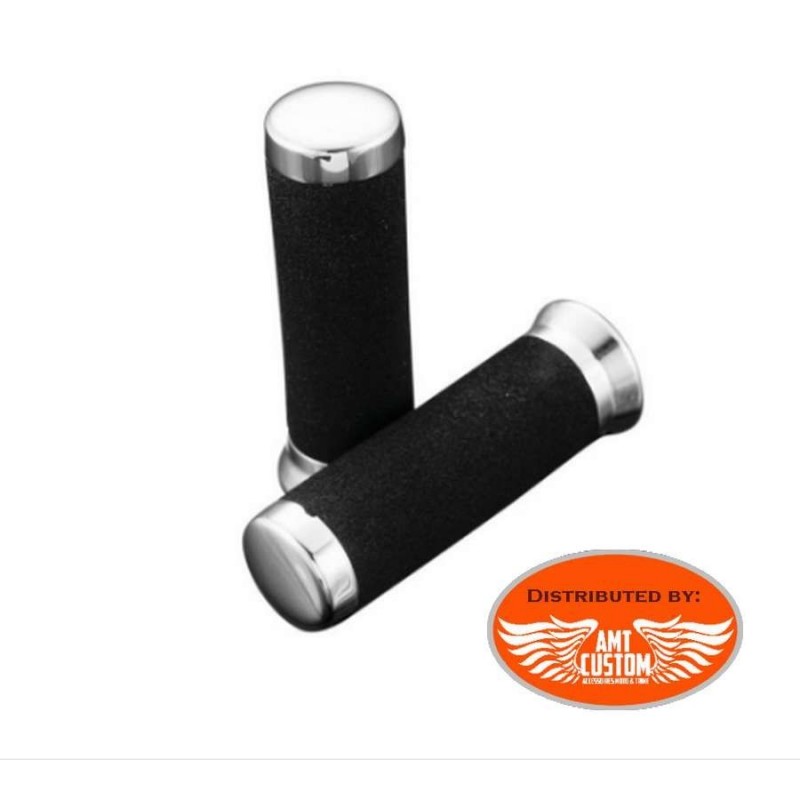 Pair of grips black and chrome 25 mm.