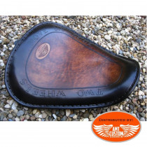 Bobber Sportster Brown leather solo seat "Two Wheels" for XL883 and XL1200 from 2010 - UP