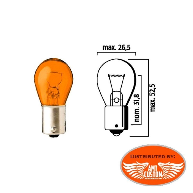 Ampoule clignotant Orange simple filament 12V DC - BA15S