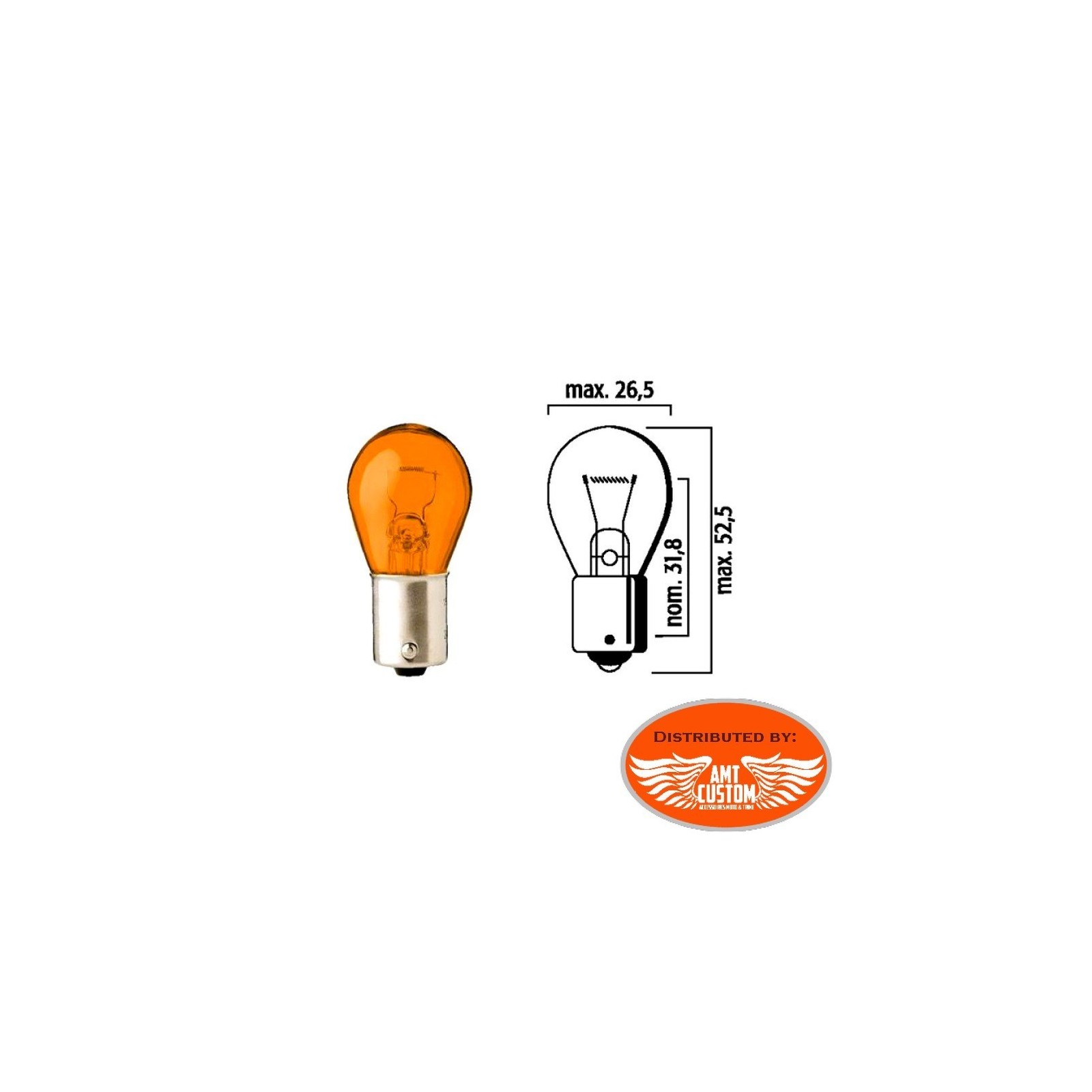 Ampoule pour clignotant orange 12 Volts ou 56 Volts