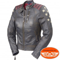 Leather jacket Cafe Racer Lady Rider motorcycle woman