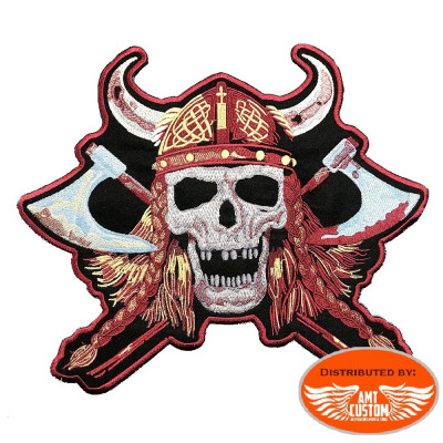 Skull Viking patch biker jacket vest
