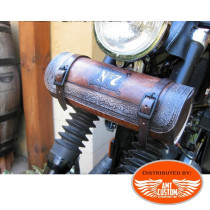Sacoche outils Jack daniel's Cuir Marron pour  fourches motos Custom et Harley