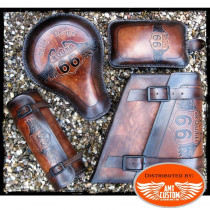 Kit Brown Leather Road 66 for solo seat motorcycle Universal Bobber Custom Choppers