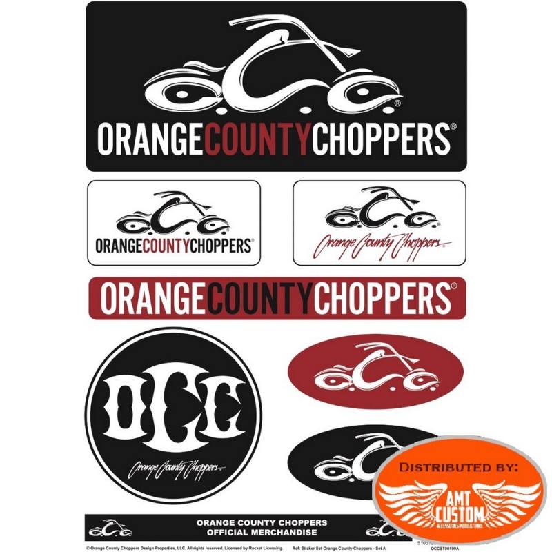 Lot de stickers OCC - Orange County Choppers moto custom