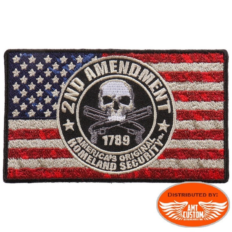 2nd Amendment Skull USA Flag Patch Biker jacket vest