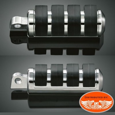 Reposes pieds chrome anti-vibrations pour Harley - passager et pilote Sportster Dyna Softail