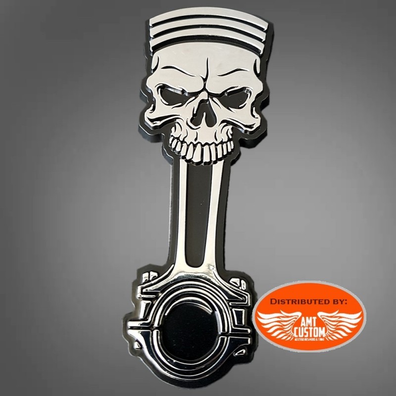 Ornament Skull and piston sticker 3D motorcycles
