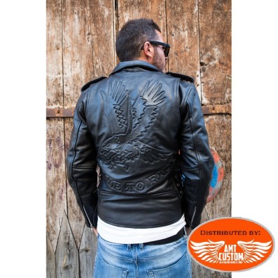 REAL LEATHER WAISTCOAT  Biker Vest Motorcycle MotorBike Black Embossed Eagle 