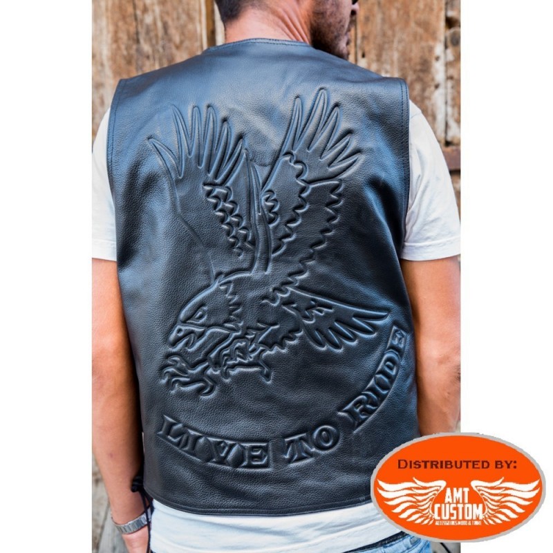 Live to Ride Eagle Leather Vest Hells-Design