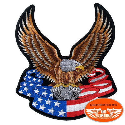 Vtwin Eagle USA Flag biker Patch jacket vest